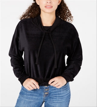 Rewash Junior's Funnel Neck Corduroy Top Black Size Large