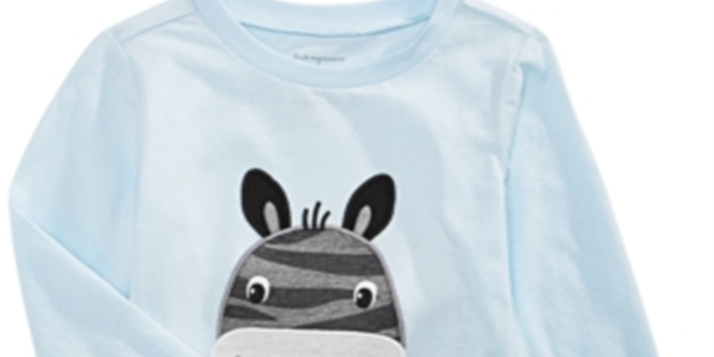 Camiseta infantil estampada de zebra para meninos First Impressions, azul, tamanho 2T