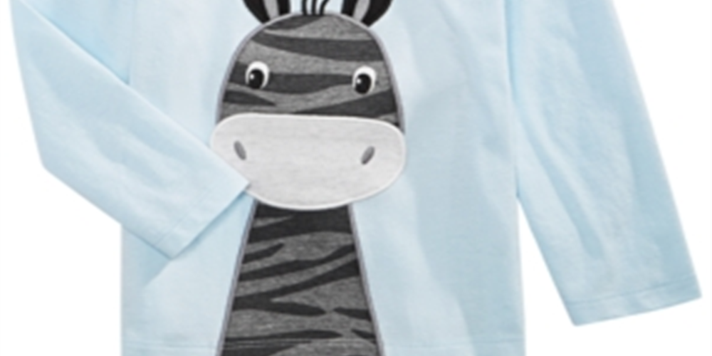 Camiseta infantil estampada de zebra para meninos First Impressions, azul, tamanho 2T
