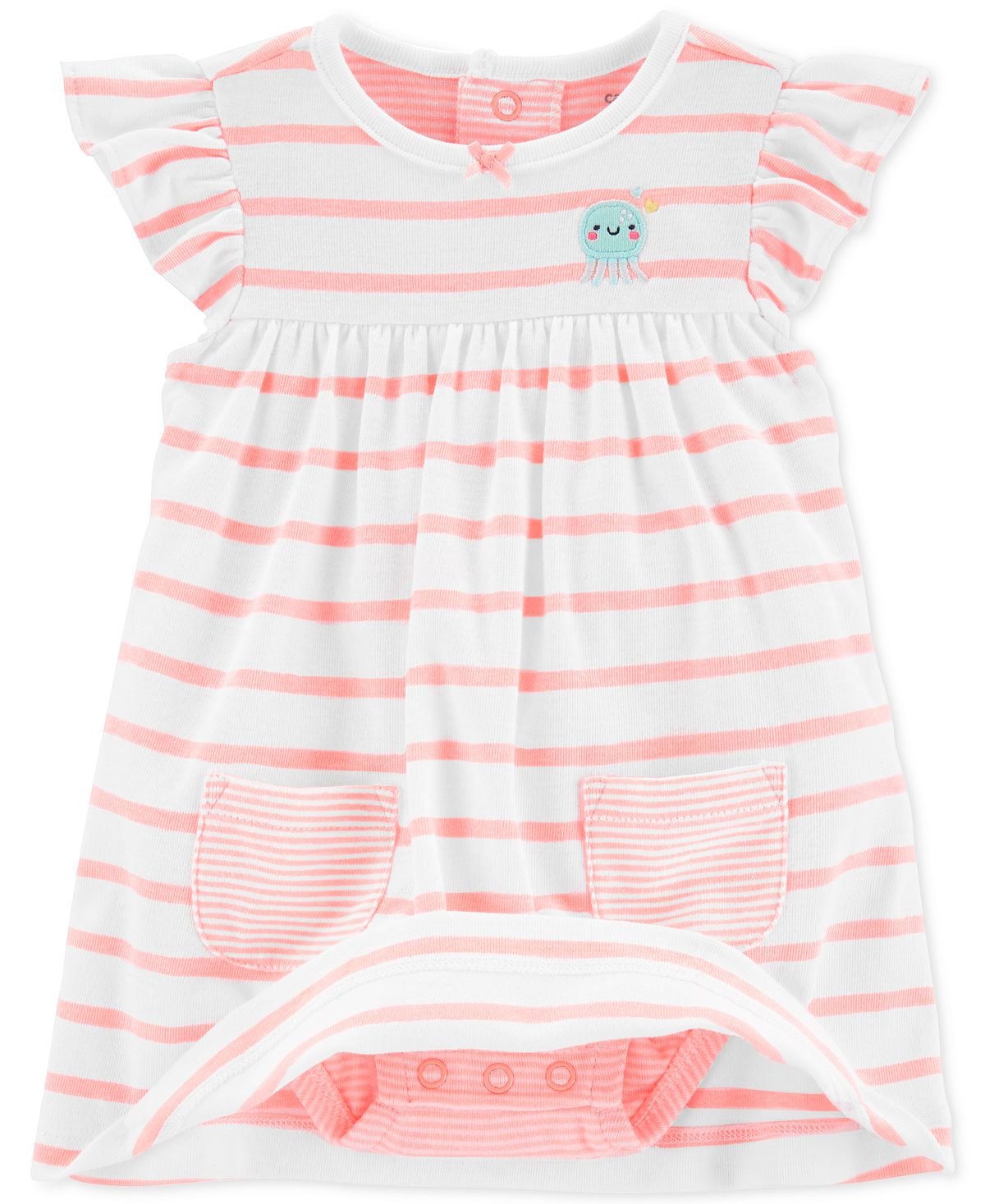 Conjunto de 2 peças de body, vestido e cardigan para menina Carter's, rosa, tamanho 9 meses