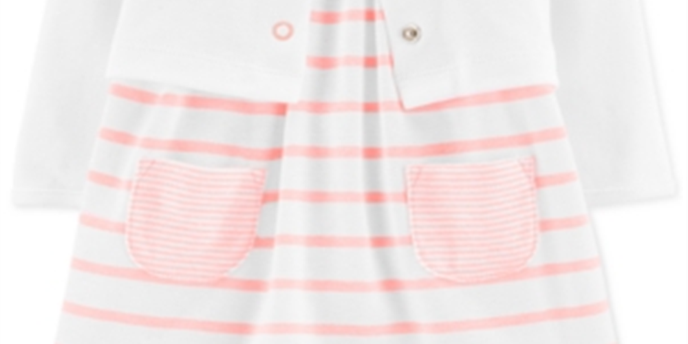 Conjunto de 2 peças de body, vestido e cardigan para menina Carter's, rosa, tamanho 9 meses