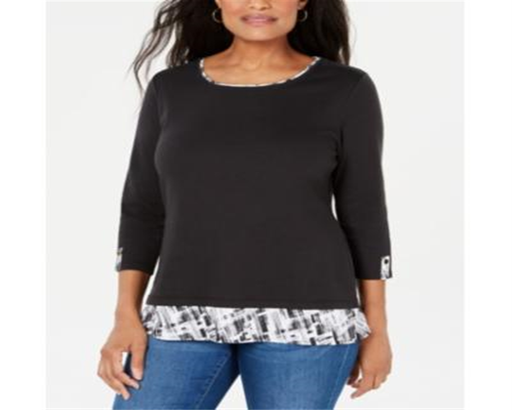 Karen Scott Top Feminino Estampado Preto Tamanho Pequeno P