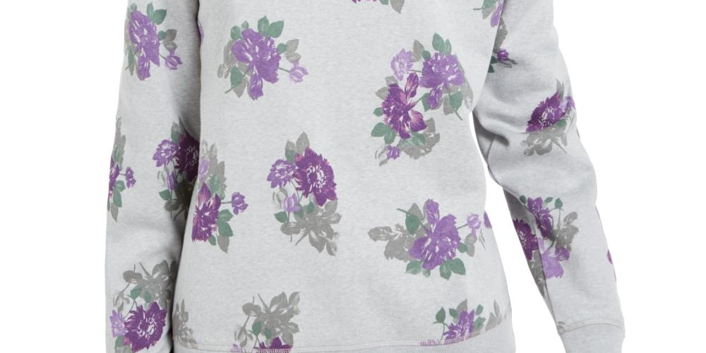 Moletom feminino Karen Scott com estampa de gola redonda, cinza, tamanho PP