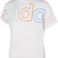 Camiseta Adidas Big Girl's Log Print Algodão Branca Tamanho Médio