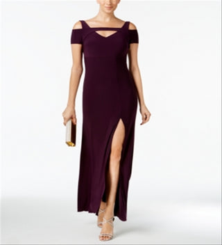 Nightway Women's Cold Shoulder Keyhole Gown Wine Size 6P