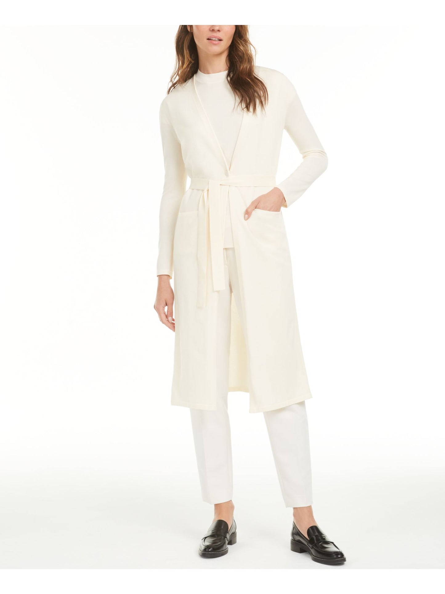 Anne Klein Cardigan aberto feminino, branco, tamanho XX-S