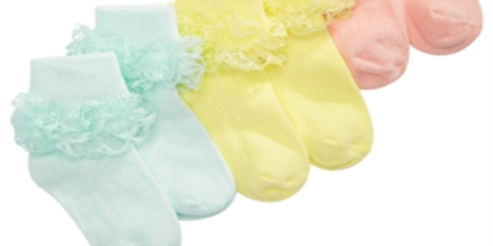 First Impressions Baby Girl's 3 Pack Lace Ankle Socks Amarelo Tamanho 0-6 MOS