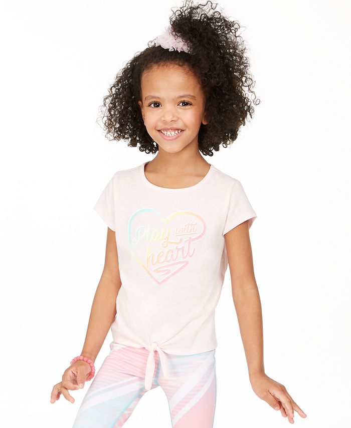 Camiseta Ideology Little Girl's Heart com amarração frontal, rosa, tamanho 5