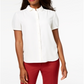 Blusa feminina Anne Klein com botões frontais franzidos, branca, tamanho 6
