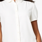 Blusa feminina Anne Klein com botões frontais franzidos, branca, tamanho 6