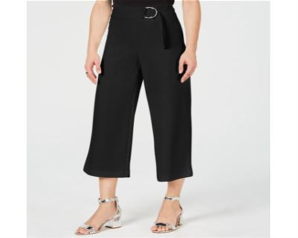 Calça Culotte O Ring Feminina INC International Concepts Preta Tamanho 16 Petite