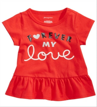 Camiseta de algodão estampada First Impressions Baby Girl's Forever, vermelha, tamanho 6-9 meses