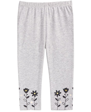 Leggings com bainha floral para bebês meninas First Impressions, cinza, tamanho 6 a 9 meses