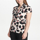 Blusa estampada com franzidos laterais DKNY feminina, tamanho pequeno, rosa