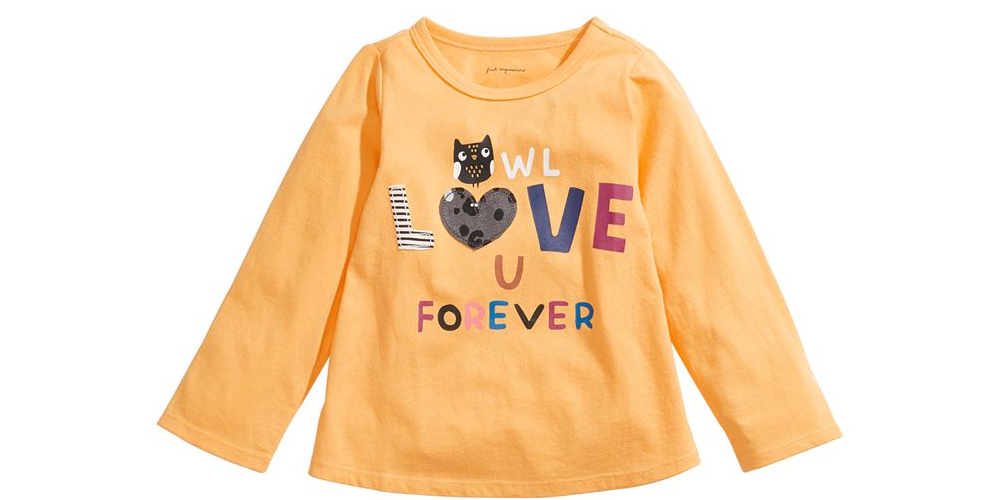 Camiseta infantil First Impressions Owl Love U amarela tamanho 6-9 meses