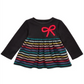 Camiseta túnica listrada com apliques de laço First Impressions para bebê menina, preta, tamanho 12 MO