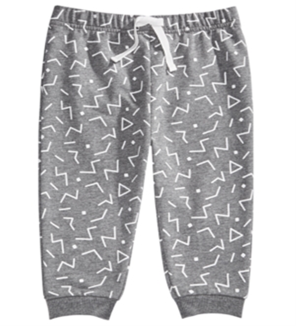 Calça de moletom infantil First Impressions Geo Print para meninos, cinza, tamanho 4T