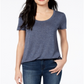 Camiseta feminina Maison Jules com decote redondo, azul, tamanho grande
