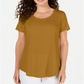 Top feminino com decote redondo JM Collection, amarelo, tamanho grande