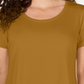 Top feminino com decote redondo JM Collection, amarelo, tamanho grande