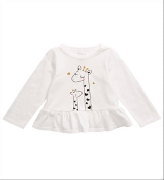 First Impressions Baby Girl's Cotton Giraffe Peplum Top White Size 12 Months