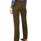 Calça de linho feminina Michael Kors com cordão na cintura, verde oliva, tamanho 0