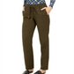 Calça de linho feminina Michael Kors com cordão na cintura, verde oliva, tamanho 0