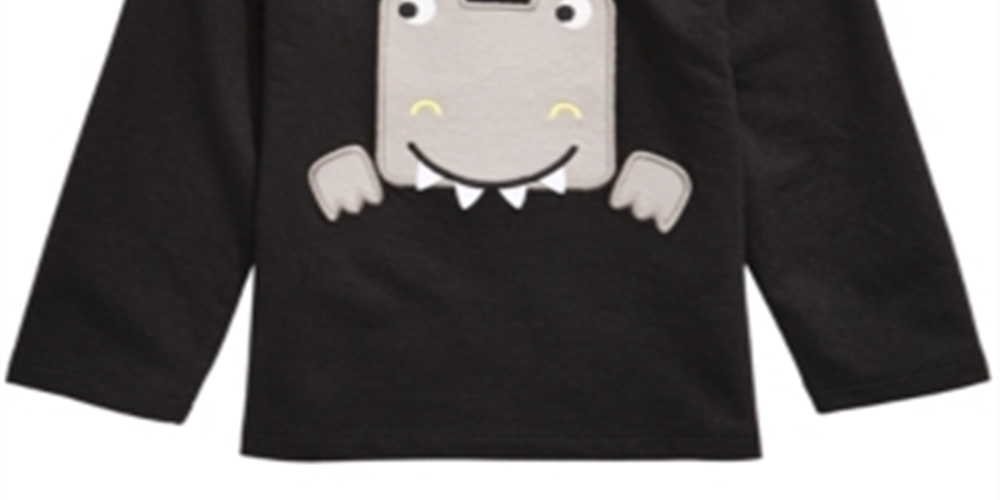 Camiseta infantil de manga comprida com estampa de dinossauro First Impressions, preta, tamanho 3T