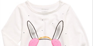 Camiseta infantil com estampa de coelho First Impressions para meninas, branca, tamanho 6 a 9 meses