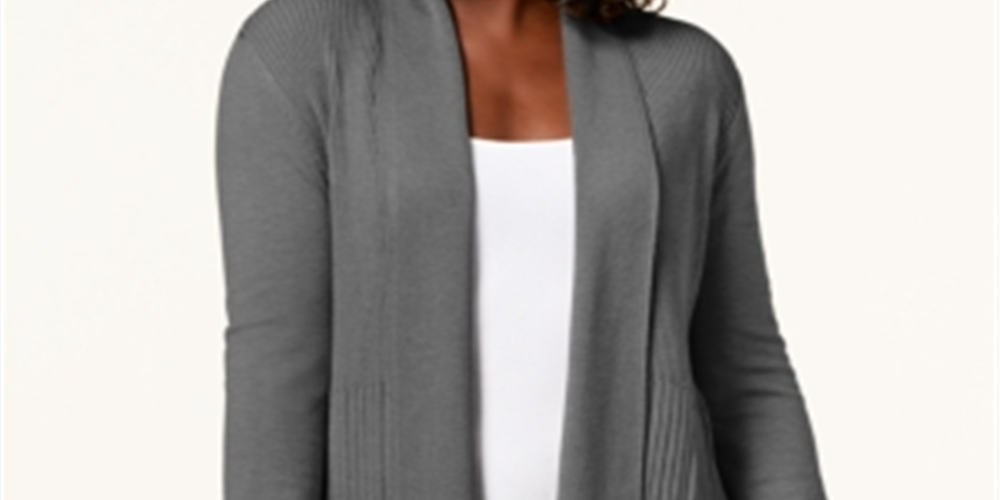 Karen Scott Cardigan Feminino Gola Xale Cinza Tamanho XX-G