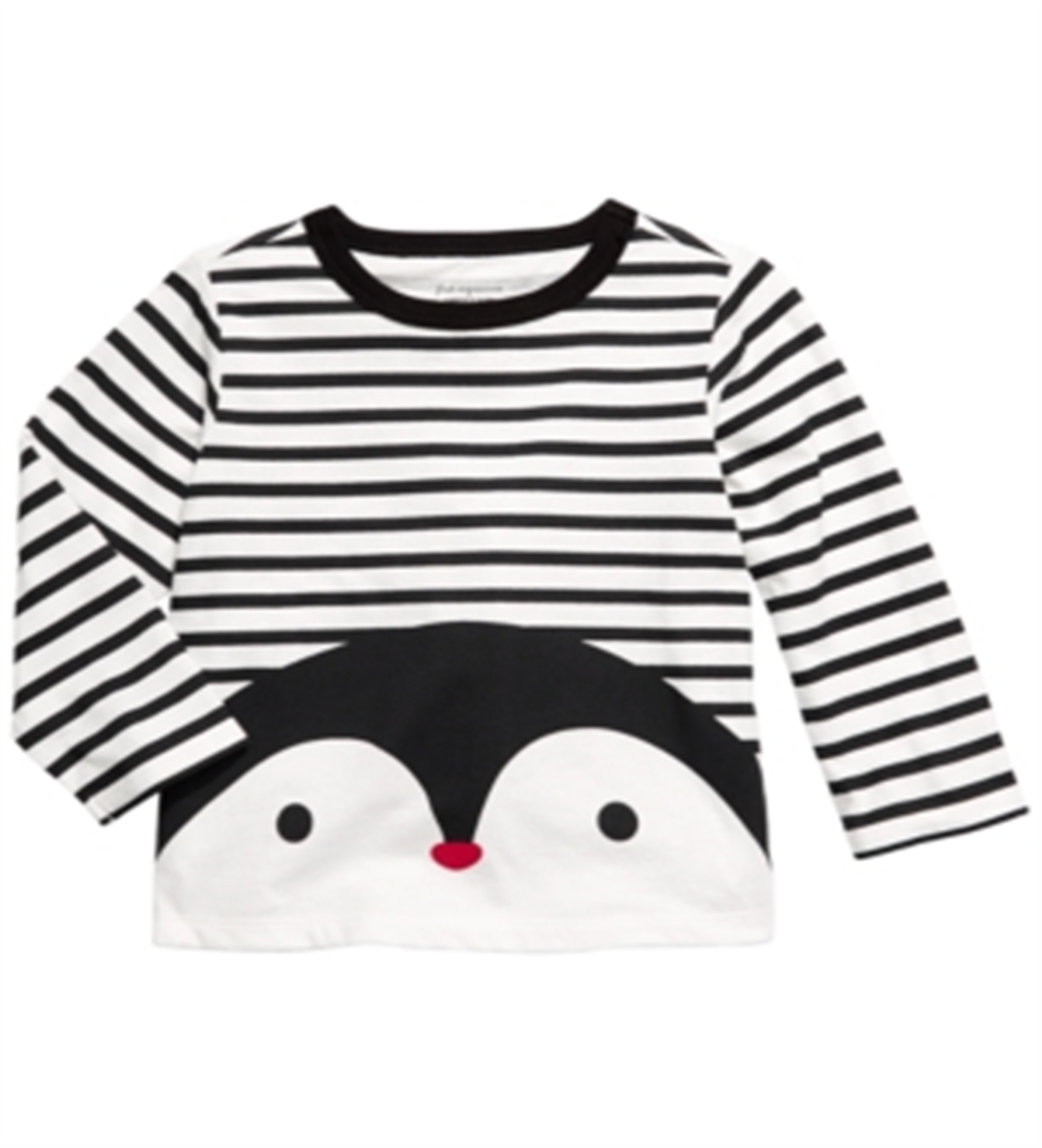 Camiseta infantil de algodão com estampa de pinguim listrada First Impressions para meninos, tamanho 3T