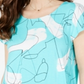 Camiseta feminina Alfani estampada com bainha redonda, azul, tamanho pequeno G