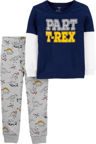 Conjunto de camiseta e calça estampada Carter's Baby Boy, 2 peças, algodão, estampa T-Rex, azul, tamanho 12 MOS