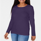 Karen Scott Blusa Feminina Decote Redondo Com Acabamento Em Cetim Roxo Tamanho Grande