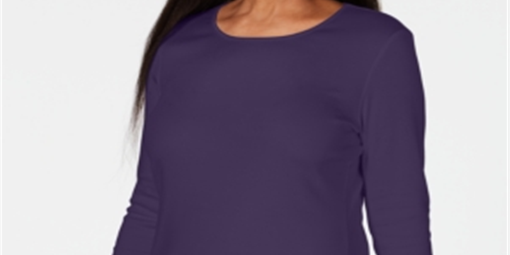 Karen Scott Blusa Feminina Decote Redondo Com Acabamento Em Cetim Roxo Tamanho Grande