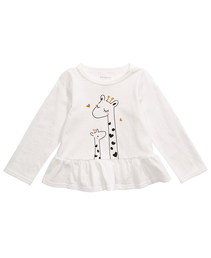 Blusa Peplum Girafa de Algodão para Bebê Menina First Impressions, Branca, Tamanho 24 MOS