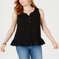 Blusa feminina sem mangas com babados e bainha preta, tamanho pequeno GG, da Style &amp; Co