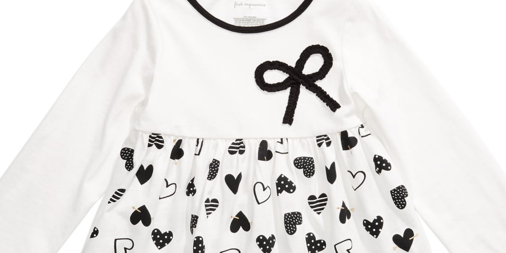 Túnica infantil de algodão estampada com corações First Impressions Angel White tamanho 6-9 meses