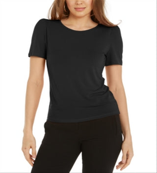 Bar III Women's Puff Sleeve T-Shirt Black Size Large