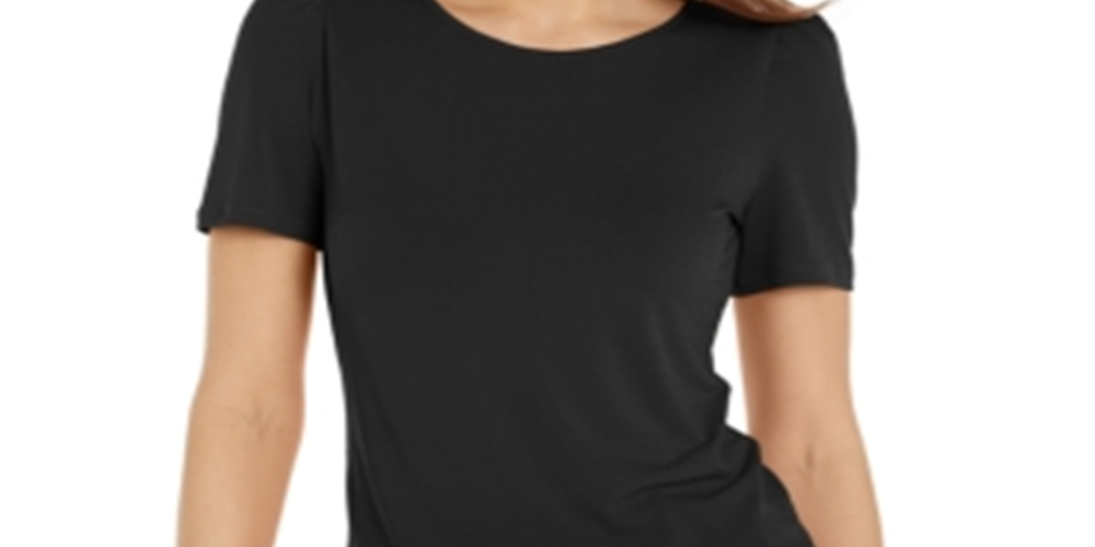 Camiseta feminina Bar III com manga bufante, preta, tamanho grande