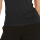 Camiseta feminina Bar III com manga bufante, preta, tamanho grande