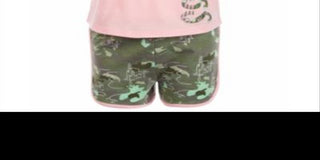 Conjunto de 2 peças de camiseta e shorts com estampa de coração e arco-íris da Ideology para meninas, rosa, tamanho 6X