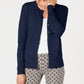 Cardigan feminino Charter Club com gola redonda, azul, tamanho pequeno G