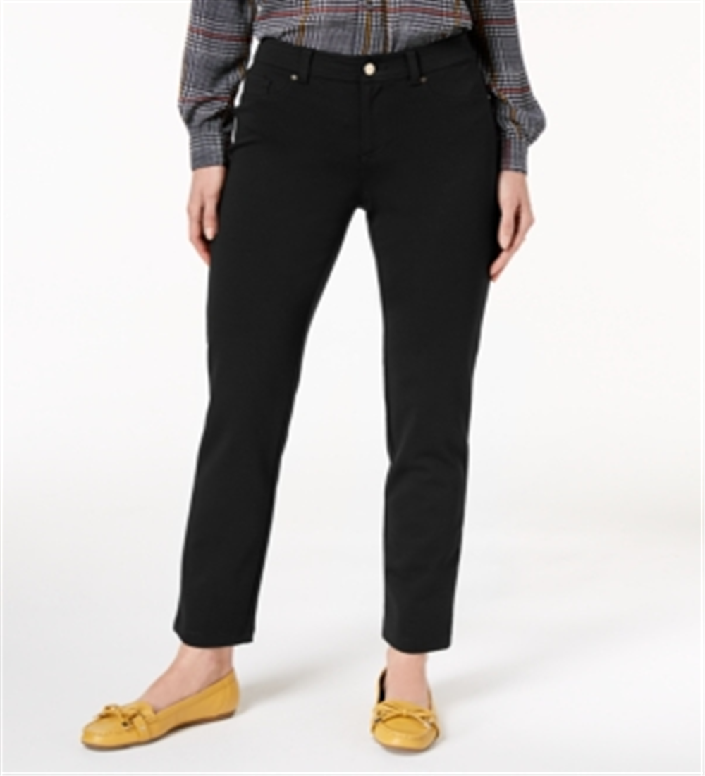 Calça elástica feminina Charter Club Windham Ponte, preta, tamanho 8