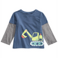 Camiseta infantil com estampa de trator e camadas First Impressions para meninos, azul, tamanho 2T