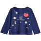 Camiseta manga longa de algodão para bebê First Impression Baby Girl Universe, azul, tamanho 3-6 meses