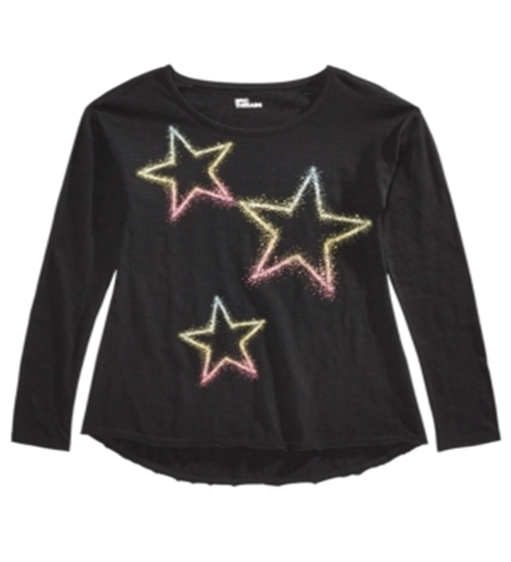 Camiseta Epic Threads Big Girl's Neon Star Preta Tamanho Médio