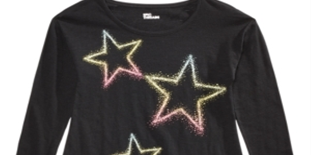 Camiseta Epic Threads Big Girl's Neon Star Preta Tamanho Médio
