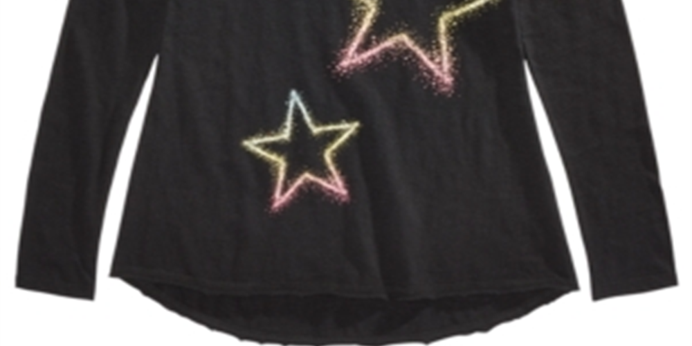 Camiseta Epic Threads Big Girl's Neon Star Preta Tamanho Médio