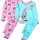 Conjunto de pijama de algodão Minnie Mouse Ame Little &amp; Big Girl, 4 peças, verde, tamanho 6